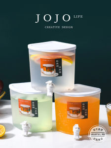 JOJOS L. Rotating Water Bucket with Faucet Three Grids Fruit Refrigerator Water Bucket Fresh Style Nordic Plastic 3L above