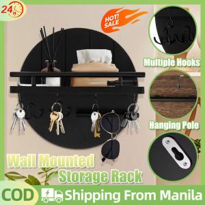 Wall Hanging Key Holder Wood Letter Holder Mail Organizer With Hooks Hanging Metal Rack Wall Mounted Floating Shelf Multifunctional Behind The Door Hooks Bag Hanger Organizer For Home Entryway
