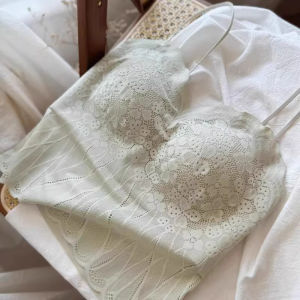 chaqi | Áo ba lỗ ren viền tươi mới dành cho nữ có đệm ngực Áo sơ mi cơ bản bó sát lưng gợi cảm Pure Desire Style Commute Style