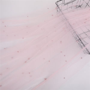 75x200CM Pearl Tulle Table RunnerWedding Lace TableclothChiffon Tulle Table Cover for  Birthday Baby Shower Party Decor