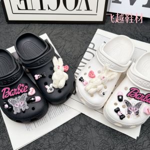 9Pcs Barbie Rabbit Crocs Jibbitz Charms Detachable 3D Rabbit Butterfly Shoe Buckle Decoration for Crocs