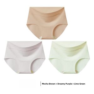 MiiOW | Pure Cotton Seamless Ice Silk Triangle Underwear For Women Breathable Sports Briefs Comfortable Mid Waist Youth Summer Fashion