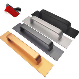 Modern Aluminum Alloy Door Handle Self-Adhesive Push-pull Balcony Gate Window Cabinet Balcony Pulls Knob Furniture Hardware