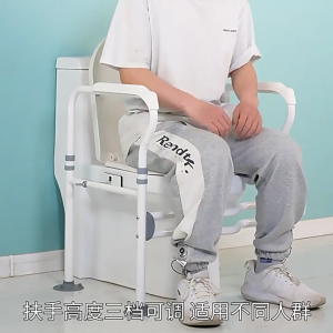 Toilet Handrail Frame / Safety Handle / Safety Bar For Elderly With Detachable & Height Adjustable Armrest