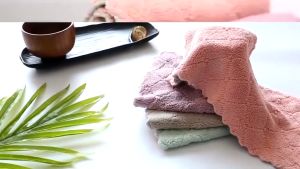 5/10Pcs Thickened Coral Velvet Kitchen Dish Towels Double-layer Microfiber Towel Coral Fleece Cleaning Cloths Thickening Soft Super Strong Absorbent Dish Cloths Wet Dry Dual-U No Lint No Oil Stick Two-Color Dish Towel Kitchen Dishcloths Scouring Rag