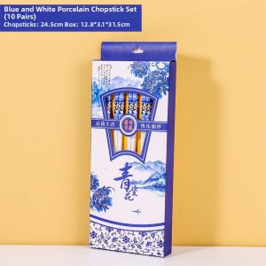 Elegant Chinese Blue & White Porcelain Chopsticks 10 Pairs