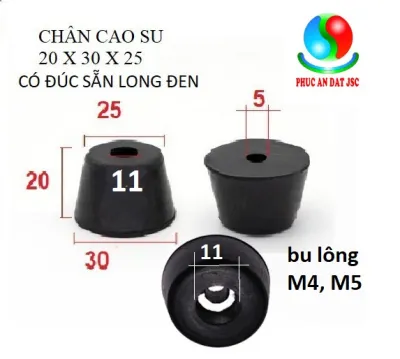 Các chân đế cao su giảm rung chống trượt cao 15 16 20 30 mm cho các thiết bị máy móc tủ loa đồ gỗ. phucandat cao su
