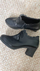 Falimottype)Size 35-40 5cm Womens Soft Sole Black School Student Shoes Thick Heel Leather Shoes Comfortable Mid Heel Short Boots