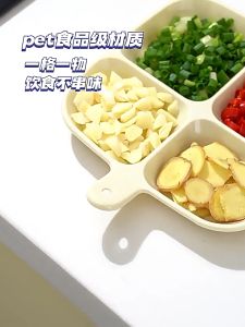 4 Grid Divided Plate Snack Tray Onion Ginger Garlic Storage Breakfast Dinner Plates Utensils Kitchen Dishes Compartment Dish