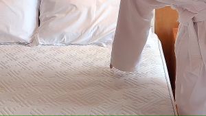 ผ้าปูที่นอน ผ้าปูHilton garden บนสุขภาพ 5-6 ฟุต ๆ ที่มีระบบการเสริมใยพิเศษ ลดการระคายเคือง ปลอดภัย คุณภาพและด้วยความนุ่ม