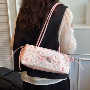 EchoBliss  กระเป๋าถือขนาดใหญ่ลายดอกไม้ สไตล์หวานสดใส เหมาะสำหรับการเดินทางและพักผ่อนในฤดูร้อน
