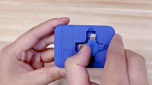 3 in 1 Retractable Charging Mobile Phone Cable Roll Fast Wire Charger Stand Cord for Iphone Type-C Micro USB Data Cable