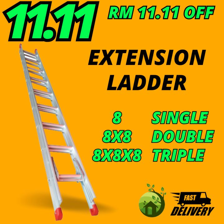 Everlas 8 Feet Extension Ladder 8 8x8 8x8x8 Tangga Slide Heavy Duty Extendable 3543