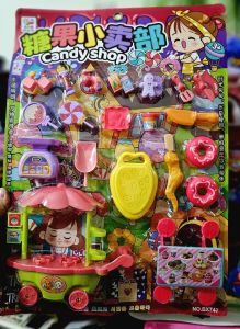 Bộ đồ chơi xe bán bánh kẹo bàn ghế hoa quả