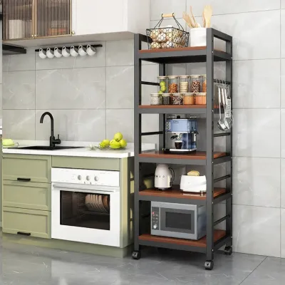 Kitchen Gap Multi-layer Storage Rack Narrow Shelf Multi-functional Pot Storage Rack with Wheels Gap Side Cabinet