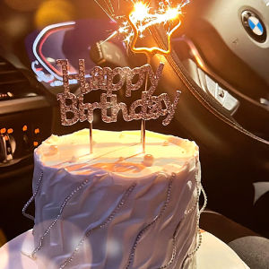 QIANHUAJIAN | Birthday Cake Digital Decoration Silver Diamond Candle for Girls