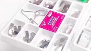 Dental Matrix with Springclip Sectional Contoured Metal Matrices Band No.1.330 / No.1.398 Clamping/Seperating Ring Full kit for Teeth Replacement