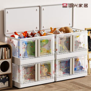Transparent Large Capacity Toy Storage Box with Wheels for Living Room Childrens Room Organizer Cabinet Modern Style Plastic
