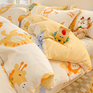 Fresh Cotton Bedding Set Dormitory Sheets Cover All Seasons Universal Pure Cotton Bed Linen Cartoon Print Active Dyeing Process
