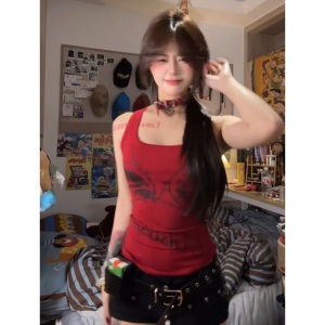 Áo Ba Lỗ Không Tay Ngắn Phong Cách Đường Phố Ngọt Ngào Cay Nồng Cho Nữ Mùa Hè Áo Vest Ôm Eo Áo Vest Cotton Thường Ngày