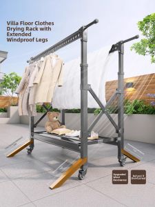 MINGZHI | Outdoor Windproof Mobile Folding Aluminum Clothes Drying Rack
