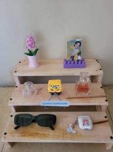 (COD) Rak Aksesoris - Rak Kayu - Rak Set 3 Tingkat cocok untuk simpan PC pajangan aksesoris barang lainnya