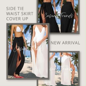 CASUAL TRENDS SIDE TIE WAIST LONG SKIRT COVER UP MESH FABRIC (SMALL TO LARGE)