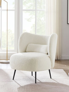 Nordic Style Sofa Chair Fabric Living Room Small Size Simple Cream Casual Chair Lamb Velvet Beauty Single Person Chair