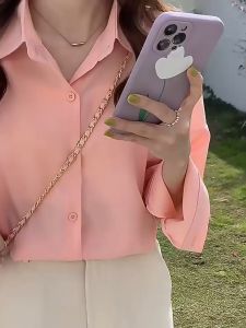 Dahong 💖 เสื้อสีน่ารัก เชิ้ตโอเวอร์ สีพื้น สไตล์เกาหลี W255