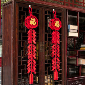 2025 Chinese New Year Firecracker Pendant New Year Decoration Chinese New Year Spring Festival Blessing Character Housewarming Happy New Year 鞭炮挂件