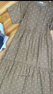 Daster Snowy Polka Midi Dress: Baju Santai Wanita Rayon Premium