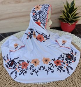MUKENA DEWASA TERUSAN BAHAN KATUN MOTIF BUNGA SEPATU