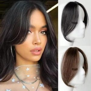 Invisible Synthetic Side Bangs Clip In Extension 2Pcs/Set Middle Part Bangs With Easy BB Clip-In Side Fringe Fits All Hair Types