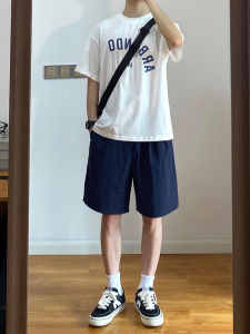 Trendy Ice Silk Mens Shorts Summer Thin Cool Feeling Sports Fitness Quick Dry Outdoor Cycling Casual Five-Quarter Length