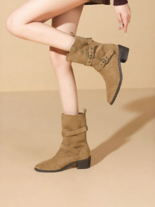 Josiny | Best-selling Pointed Toe Western Slim Short Boots for Spring and Summer