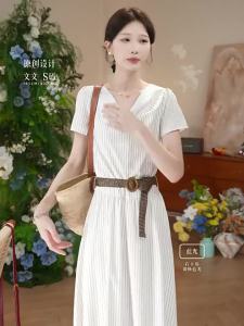 Đầm Ngắn Tay Elegante Mùa Hè Pháp Dáng Ôm eo