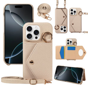 PU Leather Phone Case for IPhone16e 16 Pro Max 15 14 13 12 11 Pro Max Plus Crossbody Anti-demagnetization Anti-drop with Mirror