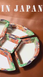 [Hàng Hiếm Japan 100% New] Full Bộ Khay Đựng Thực Phẩm Ngũ Sắc Hoạ Tiết  Xuân Hồ Điệp 37cm