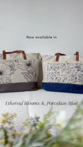 Papercranes Everyday Tote Bag Canvas Illustrated | Zip Laptop Shoulder Bag Floral Work Tote with Pockets Women Gift SG