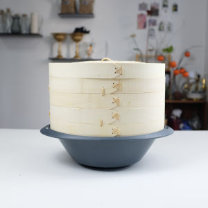 MeiShanPin TM6 TM5 Bamboo Steamer Pot Small Beautiful Elliptical Wooden Steamer No Water Drip Two Pots One Cover