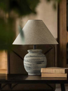 Wabi Sabi Style Ceramic Jar Table Lamp Japanese New Chinese Retro Bedroom Bedside Lamp Homestay Hotel Designer Lamp