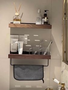 MEIDOO North American Black Walnut Bathroom Storage Rack Shelf Waterproof and Anti-corrosion