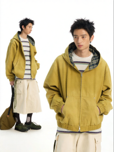 JNXS | Áo Khoác Hoodie Họa Tiết Carô Đôi Zipper Cotton