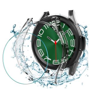 For Samsung Galaxy Watch 6 Classic 43mm 47mm Case Women Men Galaxy Watch 6 40mm 44mm Bumper Cover Case with Glass Screen Protector for Samsung Smartwatch 6 Accessories