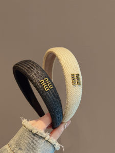 Letter M High Skull Top Wide Brim Hair Band Woven Minimalist Wash Face Hair Band Fancy Go out Hairpin Hair Hoop