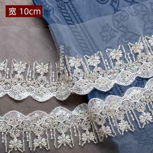 High-End Shiny Bead Tube Sequin Net Lace Trim DIY Handmade Wedding Dress Decoration Fabric Art Accessories