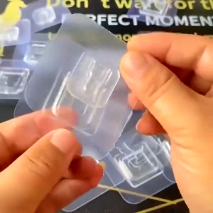 5Pairs Double-Sided Self Adhesive Power Strip Fixator Wall Hanger Transparent Adhesive Hook for Plug Socket Invisible Traceless Snap Hook Wall Storage Holder Hook Waterproof Power Strip Frame Sticker Hook