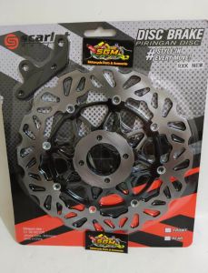 DISC BRAKE RX KING NEW /PIRINGAN CAKRAM DEPAN VARIASI BY SCARLET RACING BLACK SERIES MODEL PSM SIZE 300MM PLUS BREKET PNP YAMAHA RX KING NEW