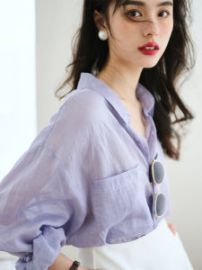 Big Sale Leak-Picking First-Line Brand Counter Shopping Mall Withdraw Cut Label French Style Temperament Lightweight Transparent Sun Protection Shirt for Women Summer