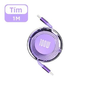 Cáp Sạc Nhanh PD 100W Có Thể Thu Gọn USB Type C Dành Cho iPhone 16 Huawei Xiaomi Samsung MacBook - Cáp Dữ Liệu USB C To C